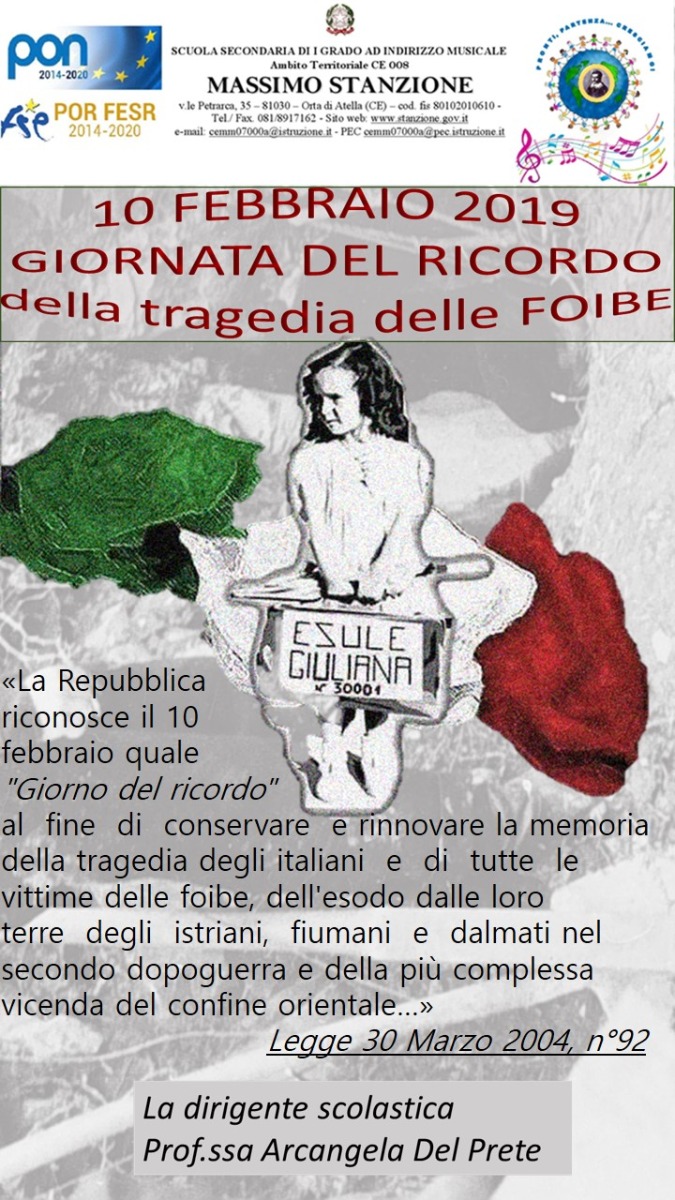 10 Febbraio - Giornata ricordo tragedia Foibe